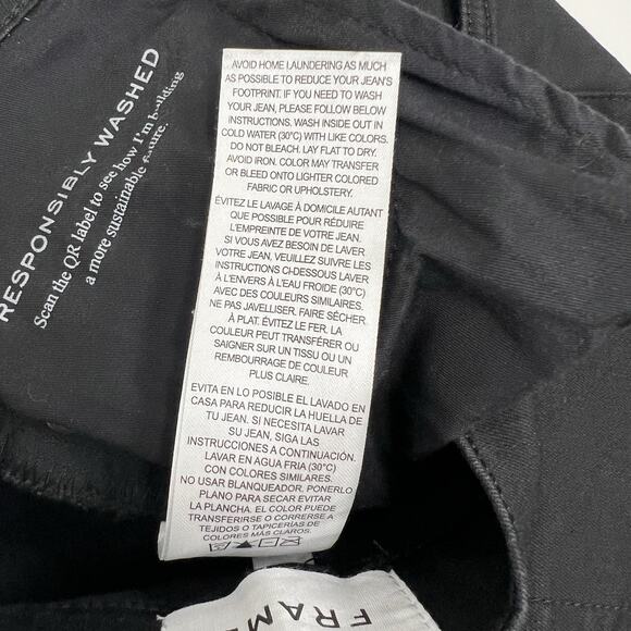 Frame Denim Le High Straight Fit Denim Jeans Black Size 25 High-Rise Frayed Hem - Picture 9 of 9